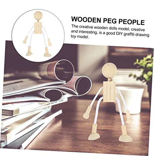 COHEALI 5pcs Cartoon Toy White Embryo Unfinished Wood Pegs Peg People Wooden Unfinished Wood Toy Wooden Peg People Wood Crafts Unfinished Peg Doll COHEALI