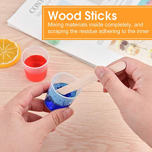 Coopay 100 Pack 30ml/1oz Plastic Graduated Cups Transparent Scale Cups Clear Epoxy Mixing Cups with 100 Pack Wooden Stirring Sticks for Resin, Epoxy, - WoodArtSupply