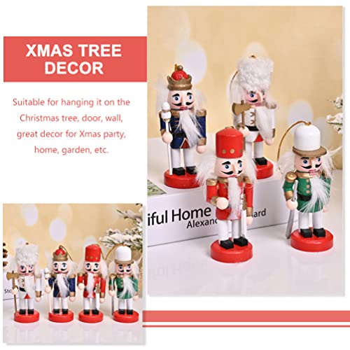 PartyKindom 4pcs Nutcracker Xmas Party Props Xmas Decorations Unfinished Wood Crafts Christmas Soldiers Xmas Style Pendants Xmas Supplies Puppets PartyKindom