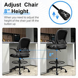 Primy Drafting Chair Tall Office Chair with Flip-up Armrests Executive Ergonomic Computer Standing Desk Chair with Lumbar Support and Adjustable Primy