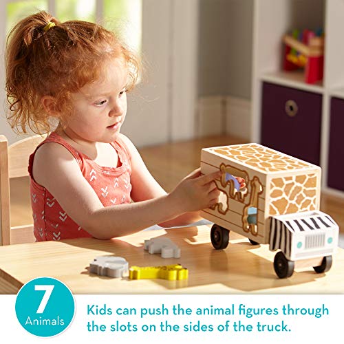 Melissa & Doug Animal Rescue Shape-Sorting Truck - Wooden Toy With 7 Animals and 2 Play Figures -Vehicle Toys For Toddlers Melissa & Doug