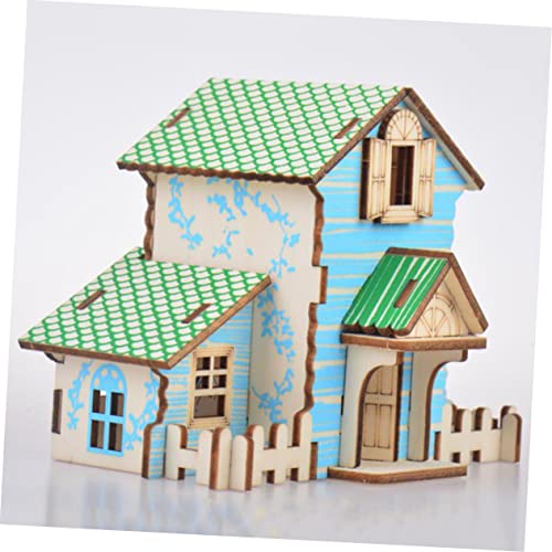 ibasenice D Puzzle 6 Pcs DIY Cabin Wooden Assembling House DIY Wooden Ornament Wooden House Toy DIY Wood Toy Child Puzzle Bamboo Model Office ibasenice