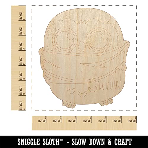 Cute Little Owl with Big Scarf Unfinished Wood Shape Piece Cutout for DIY Craft Projects - 1/4 Inch Thick - 6.25 Inch Size Sniggle Sloth