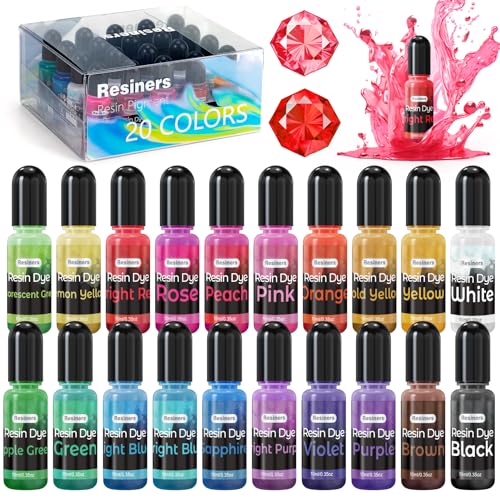 Resiners Epoxy Resin Dye - 20 Colors Resin Pigment Paste, Liquid Translucent UV Resin Color Concentrated Colorant Set for Candle Making, Soap Making, - WoodArtSupply