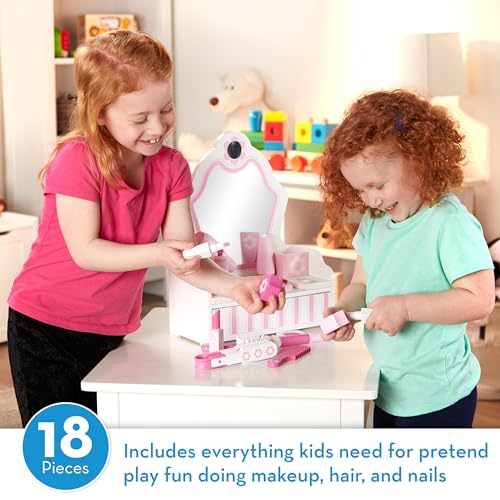 Melissa & Doug Wooden Beauty Salon Play Set With Accessories (18 pcs) - Pretend Hair Salon, Toddler Makeup Vanity, Fashion Role For Kids Ages 3+ Melissa & Doug