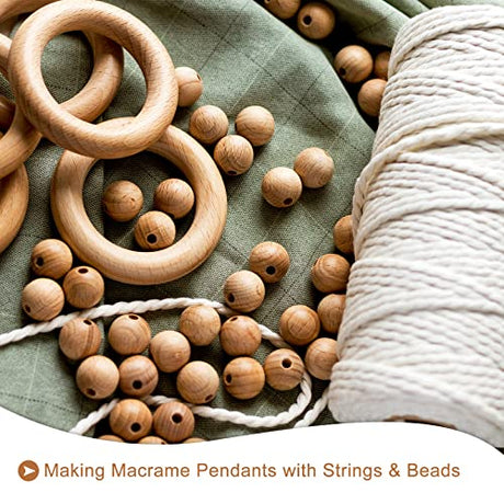 uxcell 50Pcs 40mm(1.6-inch) Natural Wood Rings, 7mm Thick Smooth Unfinished Wooden Circles for DIY Crafting, Knitting, Macrame, Pendant uxcell