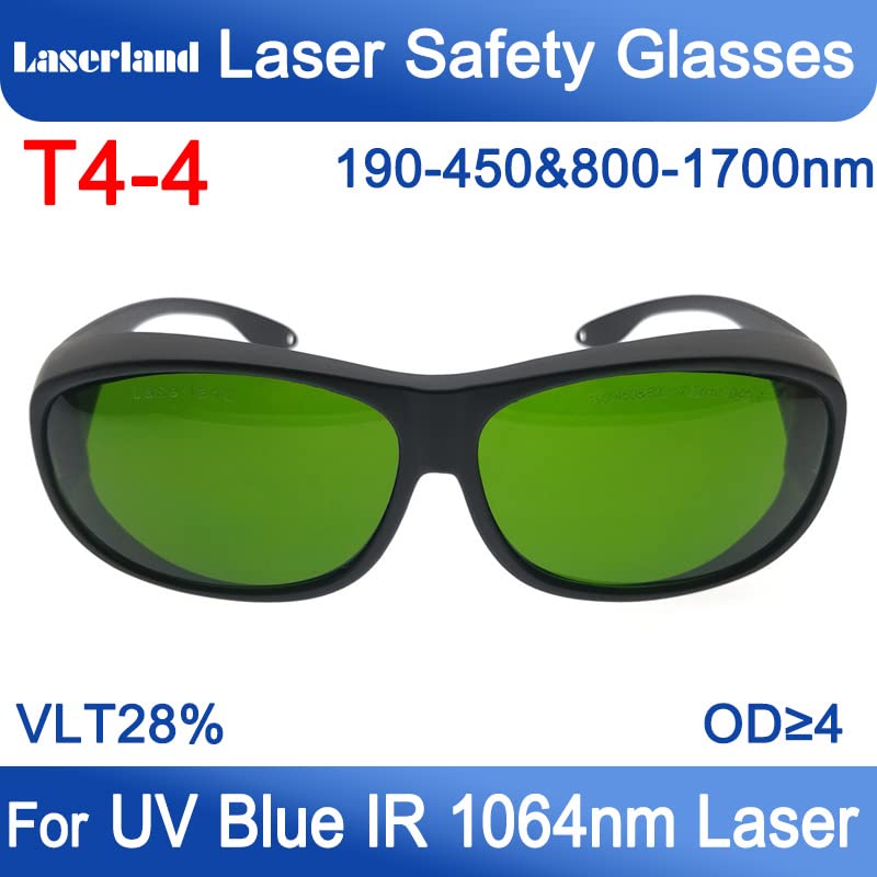 laserlands 190-450nm&800-1700nm OD4+ Blue+IR 808nm,810nm, 904nm,980nm, 1064nm, 1510nm, 1530nm, 1610nm Nd:YAG Laser Protective Goggles Safety Glasses laserlands