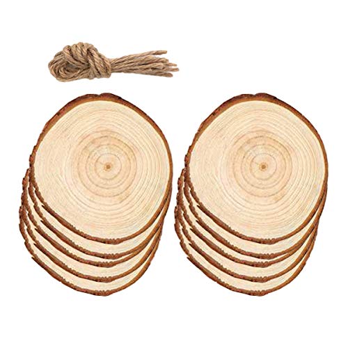 Healifty 10PCS Wooden Circles Wood Circles Unfinished Wood Slices Unfinished Wood Ornaments Wood Slices Crafts DIY Christmas Wood Crafts DIY Wooden