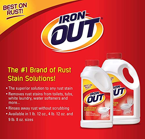 Iron OUT Powder Rust Stain Remover, Remove and Prevent Rust Stains in Bathrooms, Kitchens, Appliances, Laundry, and Outdoors, 1 Pound 12 Ounce Iron OUT