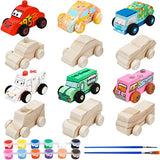 SHAPGEI 12 Pieces Wood DIY Car Toys Unfinished Wooden Cars Paintable Wood Car Blocks Crafts for Students Home Activities Easy Woodworking and Family SHAPGEI