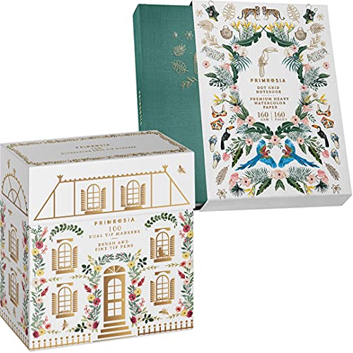 Primrosia 100 Dual Tip Markers + Summer Dot Grid Journal Primrosia