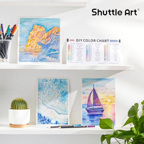 Shuttle Art 36 Colored Pencils, Seascape Themed Colored Pencils for Adult Coloring, Soft Core Color Pencils, Coloring Pencils for Adults Kids Artists Shuttle Art