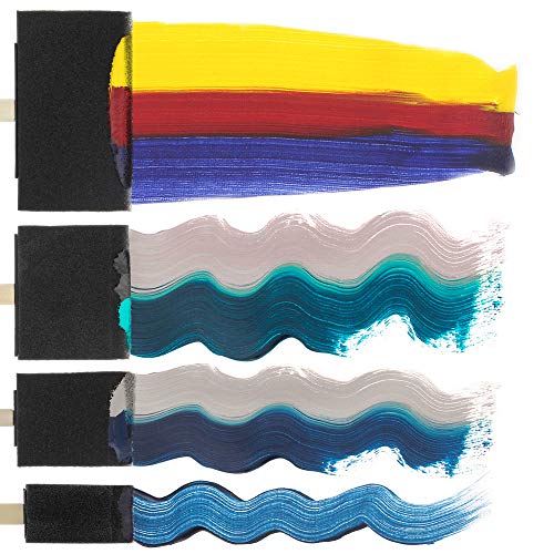 U.S. Art Supply Variety Pack Foam Sponge Wood Handle Paint Brush Set (Value Pack of 40 Brushes) - Lightweight, Durable and Great for Acrylics, U.S. Art Supply