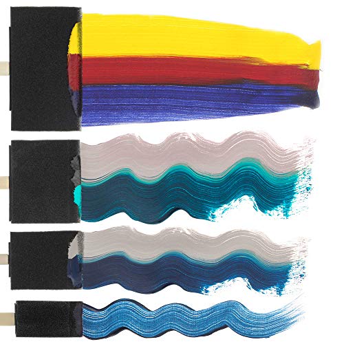U.S. Art Supply Variety Pack Foam Sponge Wood Handle Paint Brush Set (Value Pack of 40 Brushes) - Lightweight, Durable and Great for Acrylics,