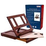 U.S. Art Supply Walnut Solana Adjustable Wood Desk Table Easel with Storage Drawer, Paint Palette, Premium Beechwood - Portable Wooden Artist US Art Supply