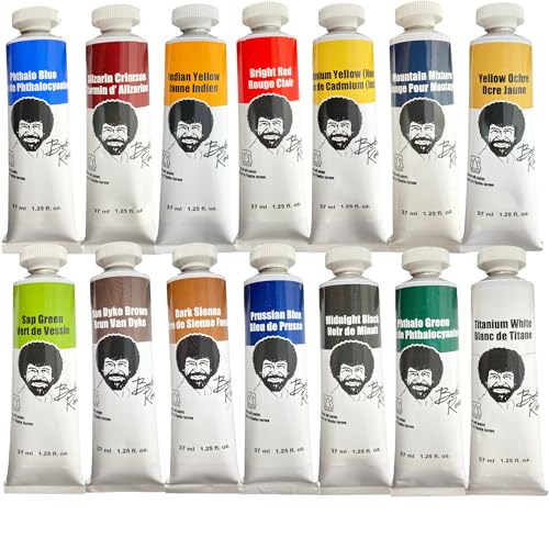 BobRoss Painting Supplies 33 Piece Complete Master Paint Set - Joy of  Painting Kit w/ 10 Brush, 2 Knife, 14 Landscape Oil Colors, Base Coat  4-Pack