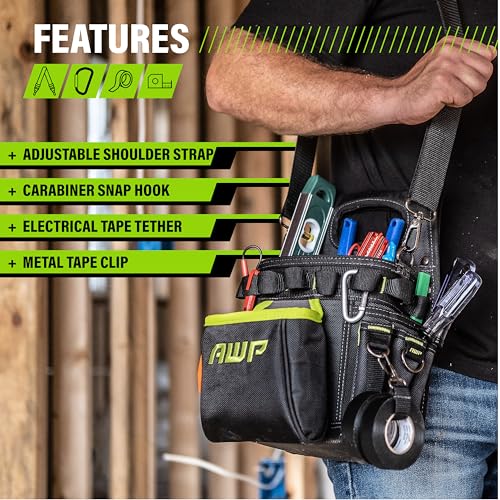 AWP TrapJaw 3-in-1 Electrician Tool Pouch with Spring-Loaded Technology, Designed for Professional Electricians and Maintenance Repair - WoodArtSupply