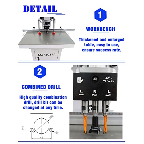 LGXEnzhuo 110V Pneumatic Hinge Boring Insertion Machine Single Head Hinge Drill Hinge Drilling Machine for Drilling Wardrobe Door Kitchen Cabinet - WoodArtSupply