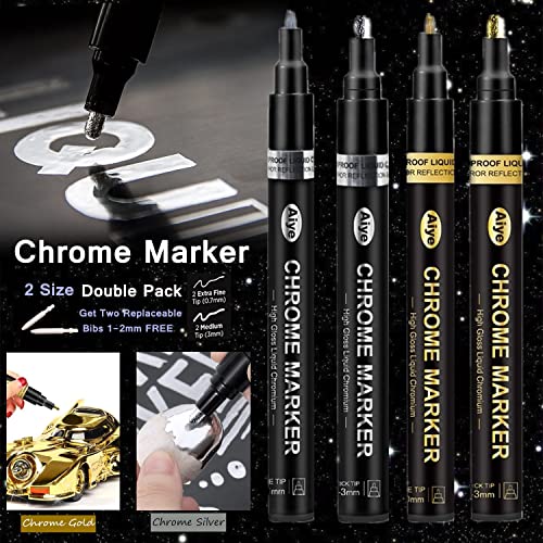 REJODA Permanent Mirror Chrome Markers for Repairing, Model Painting,  Marking or DIY Art Projects, 4 pack Waterproof Reflective Gloss Paint Pump  Pens
