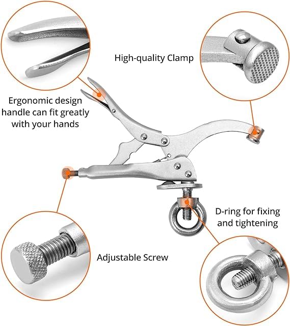 2 Pieces Drill Press Locking Clamp 9 Inch Fix Clamp Drill Press Vise Bench Clamp Woodworking Vise Welding Clamp Drill Press Accessories Press Tool Generic