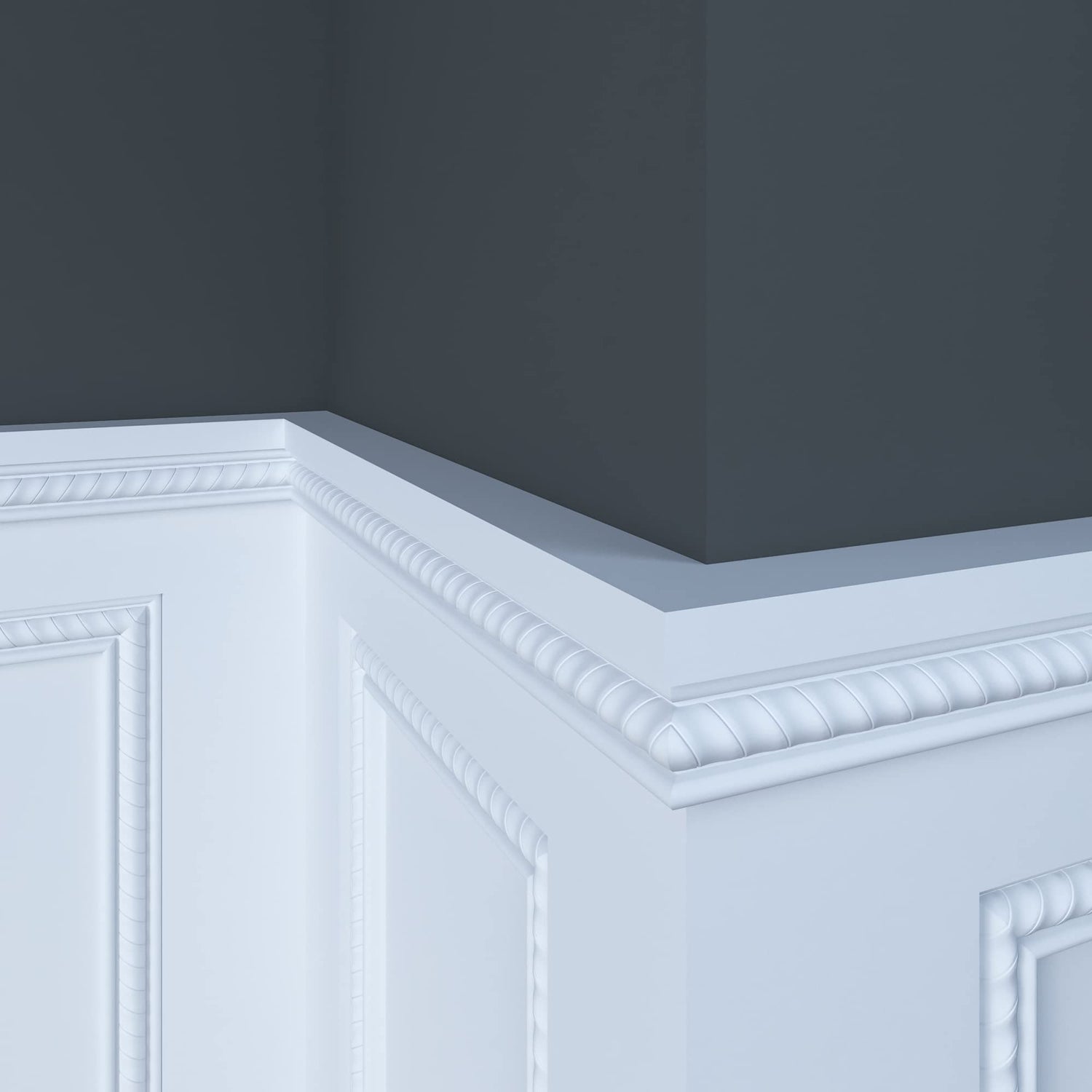 1831-4WHW Unfinished White Hardwood Rope Embossed Trim Moulding ORNAMENTAL