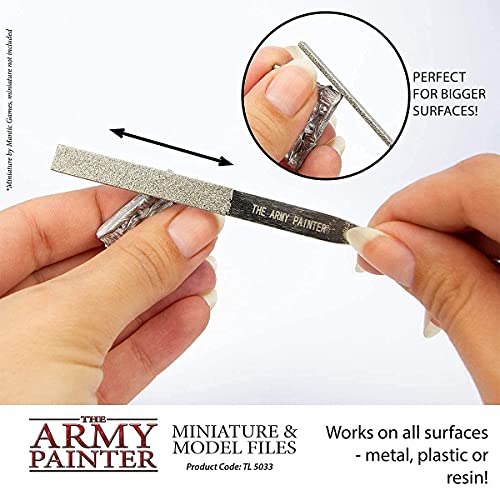 The Army Painter Miniature and Model Files - 3-Piece Diamond Small Metal File Set of Round File, Flat File and Triangular Metal File - Needle File - WoodArtSupply