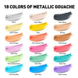 HIMI Metallic Gouache Paints Set, 18 Colors, 30g, 18 US fl oz, X ALIEN FRENS,Non Toxic Paint for Canvas and Paper, Art Supplies for Professionals, HIMI