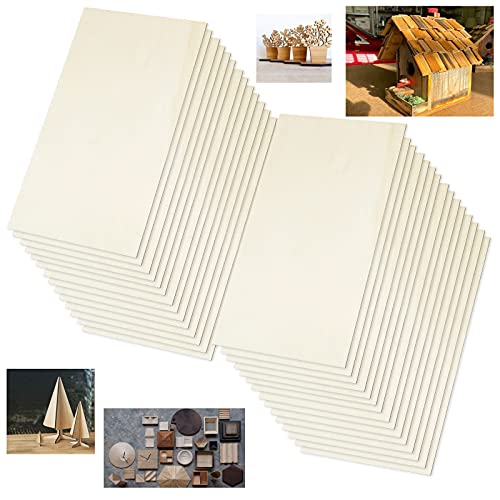 Rectangle Unfinished Wood Pieces 6 x 12 Inch, 25 Pcs Blank Basswood Sheets 1/8 Inch Thin Wood Board for Crafts, Model Making, Wood Burning