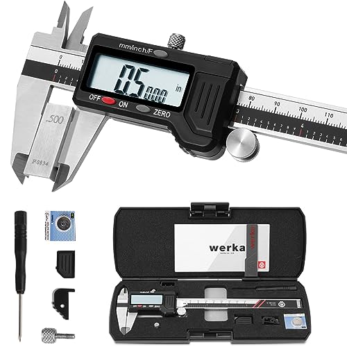 werka Digital Caliper, 0-6” Calipers Measuring Tool, Micrometer Caliper with 0.001”High-Accuracy,Inch/Fraction/Millimeter Conversions Button,4 - WoodArtSupply