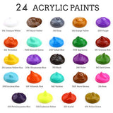 AROIC Acrylic Paint Set 24 Colors 10ml, The Best Gift for Acrylic Painting Beginners, Children, Adults and Art Lovers AROIC