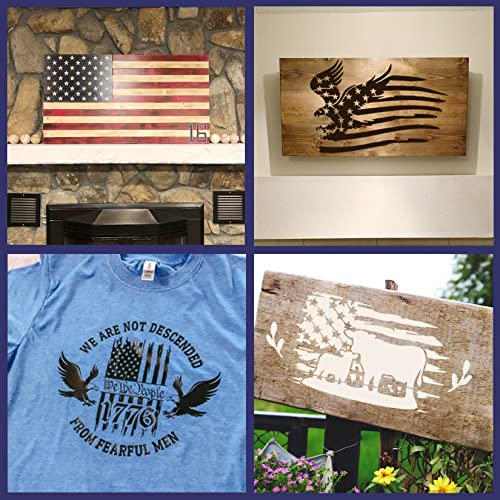 12pcs American Flag Stencil Star Stencils for Painting Union 50 Stars 1776 Military We The People Template for Flag Patriotic Wood Burning Stencils Pkqon