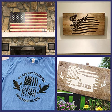 12pcs American Flag Stencil Star Stencils for Painting Union 50 Stars 1776 Military We The People Template for Flag Patriotic Wood Burning Stencils Pkqon
