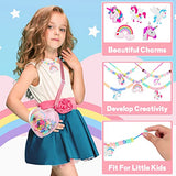 FLYINGSEEDS Unicorn Jewelry Making Kit, 5 Rubber Necklaces and Charms with 100 Big Holes Beads Toy Set, Beading Arts and Crafts, Ideal Gifts for FLYINGSEEDS