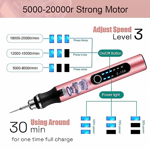 USB Rechargable Engraving Pen with 35bits,Mini Electric Engraver Etching Machines Cordless Rotary Tools Engraved Jewelry Glass Stone Metal Plastic