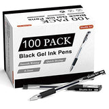 Shuttle Art Black Gel Pens, 100 Pack Fine Point Black Ink Pens Bulk, 0.5mm Rollerball Gel Ink Pens Smooth Writing with Comfortable Grip for Office, Shuttle Art