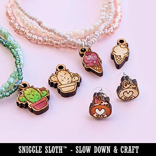 Paw Print Angel Wings with Heart Dog Cat Mini Wood Shape Charms Jewelry DIY Craft - 25mm (7pcs) - No Hole - WoodArtSupply