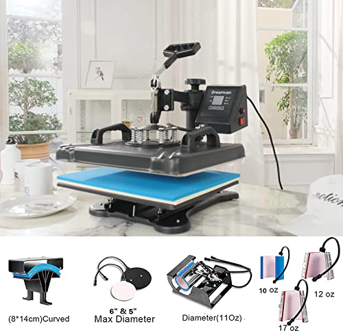 WHUBEFY Heat Press Machine 8 in 1 Combo,12x15 Multifunction Swing Away Sublimation Tshirt Press Machine Commercial Home Heat Transfer Machine for - WoodArtSupply