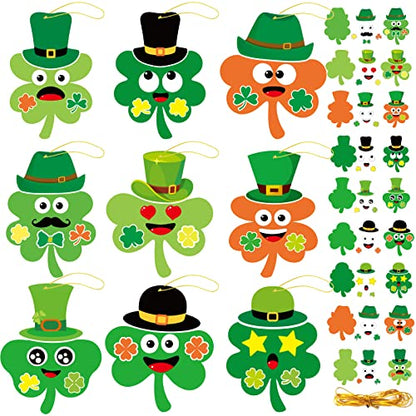 chiazllta 36 Packs St. Patrick's Day Craft Kits DIY Shamrock Art Craft for Preschool Kids, St. Patrick’s Day Make Your Own Shamrock Paper Craft Set