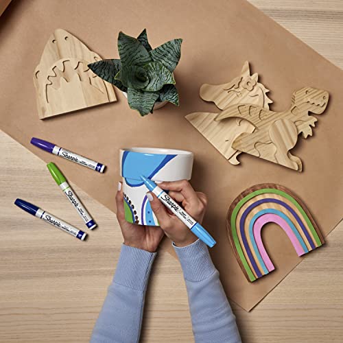 SHARPIE Oil-Based Paint Markers, Medium Point, Bright Colors, 5 Count - Great for Rock Painting SHARPIE