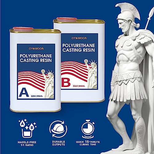 OYOWOOA Polyurethane Casting Resin 64oz 2-Part Resin and Hardener Kit for Garage Kit Models Prototypes Figurines, and Proofing Molds Quikly Curing - WoodArtSupply