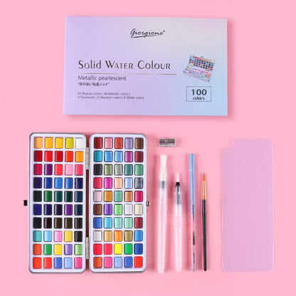 Watercolor Paint Set, Watercolor Paints, Painting Set with Water Brush Pens and Drawing Pencil, 100 Colors,Perfect Starter Kit for Watercolor