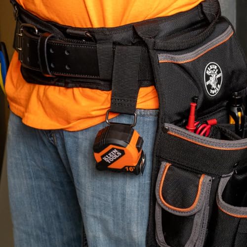 Klein Tools 9516 Tape Measure, 16-Foot Compact Double-Hook Imperial Measuring Tape with Finger Brake, Nylon Blade, Easy to Read Bold Lines Klein Tools