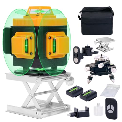 Angel Kiss Laser Level Self Leveling 4x360° 4D Green Cross Line Laser Tool for Construction and Picture Hanging, 2 Rechargeable Battery, Remote Angel Kiss