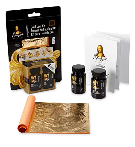 Speedball Mona Lisa Composition Gold Leaf Kit, Includes 25-Sheets, Adhesive and Sealer for Metal Gilding Crafts Speedball