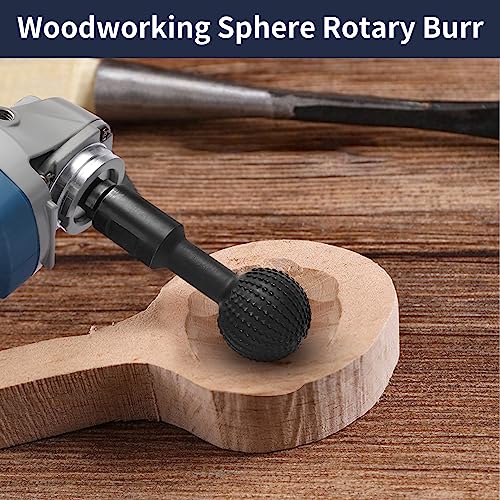 JonPhoe Sphere Rotary Burr with 5/8-11 Threads for 4 1/2" and 5" Angle Grinder, Carbon Steel Ball Gouge Angle Grinder Attachments for Woodworking JonPhoe