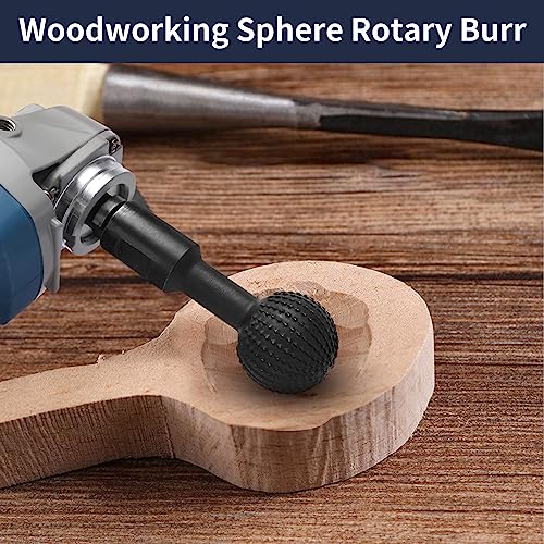 JonPhoe Sphere Rotary Burr with 5/8-11 Threads for 4 1/2" and 5" Angle Grinder, Carbon Steel Ball Gouge Angle Grinder Attachments for Woodworking - WoodArtSupply