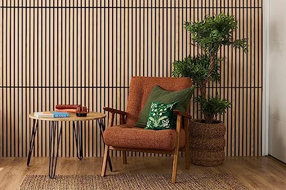 SLATPANEL Two Acoustic Wood Wall Veneer Slat Panels - Oak | Natural Core | 47.24” x 12.6” Each | Soundproof Paneling | Wall Panels for Interior Wall