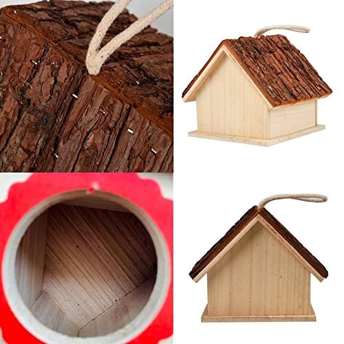 kathson Bird House for Outside Clearance Parakeet Nesting Box Wooden Houses Hanging Wood Breeding Outdoor Parrot Birdhouse Natural Aviary Cage kathson