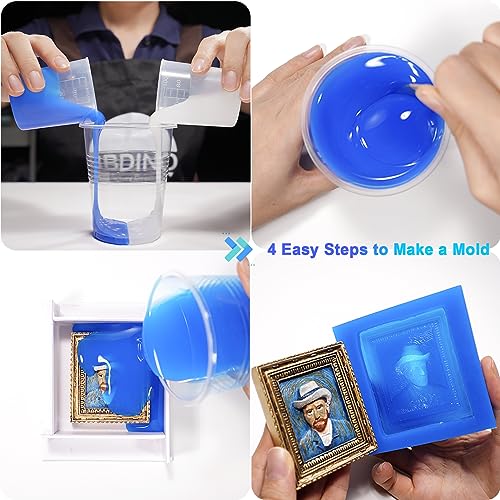 BBDINO Silicone Mold Making Kit,Liquid Silicone for Mold Making 30A Sapphire Blue,High Strength Silicone Rubber Mold Making Kit,1:1 by Volume Ideal
