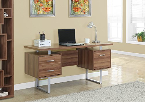 Monarch Specialties Walnut Hollow-Core/Silver Metal Office Desk, 60-Inch Monarch Specialties